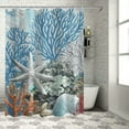 thumbnail image 1 of Orinice Nautical Beach Shower Curtain, Blue Tropical Coral Ocean Seashell Starfish Machine Washable Waterproof Fabric for Bathroom Bathtub Decor with Hooks 60x72, 1 of 7