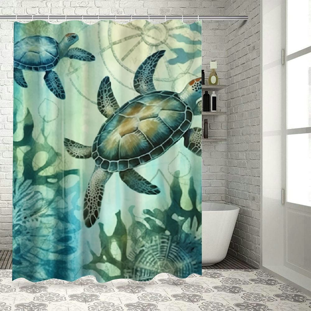 Orinice Nautical Blue Sea Bathroom Sets with Shower Curtain and Rugs ...