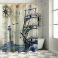 thumbnail image 1 of Orinice  Nautical Lighthouse Shower Curtain Sets, Sailboat Coastal Compass Anchor Bathroom Decor with Non-Slip Rugs, Toilet Lid Cover and Bath Mat, Waterproof Shower Curtains with 12 Hooks,  36x72, 1 of 7