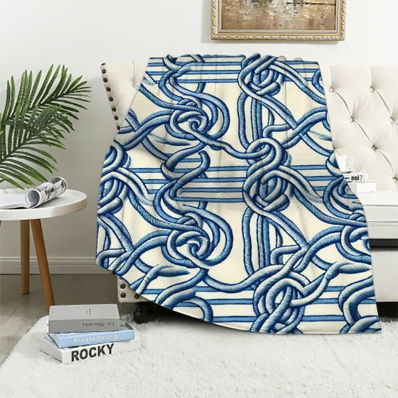 Orinice Nautical Ropes Theme Warm Lightweight Fleece Blanket for All Seasons - Soft Blanket for Living Rooms Sofa Decor - Cow Gifts Blanket in Multiple Sizes 40x50in