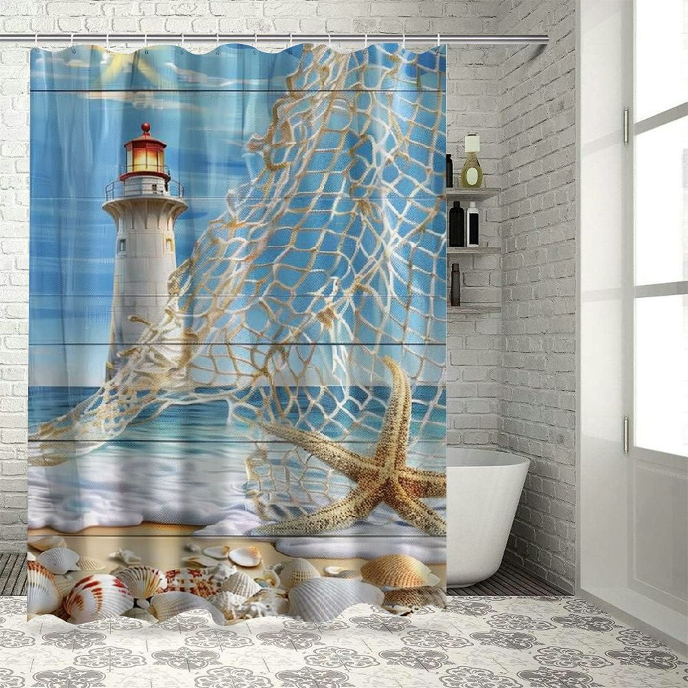 Orinice Nautical Shower Curtain Lighthouse Shower Curtains Quick Dry