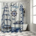thumbnail image 1 of Orinice  Nautical Shower Curtain,Sailboat Lighthouse Shower Curtains Set 12 Hooks Waterproof Bath Curtain Bathroom,  36x72, 1 of 7