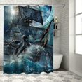 thumbnail image 1 of Orinice  Navy Blue Octopus Beach Shower Curtain Nautical Kraken Pirate Ship Boys Kids Bathroom Curtain Set Sea Wave Sailboat Moon Ocean Night Bath Curtain Fabric Bathroom Decor with  60x72, 1 of 7