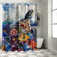 thumbnail image 1 of Orinice  Ocean Beach Sea Turtle Shower Curtain Nautical Floral Flower Turtle Shower Curtain Waterproof Fabric Turtle Bathroom Decor Curtain with Hooks  60x72, 1 of 7