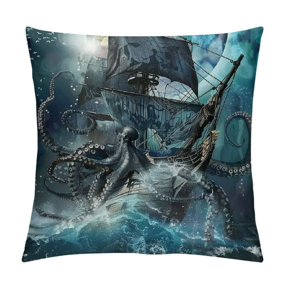 Orinice Octopus Graphic Decorative Throw Pillow Cover for Home Couch Living Room Bed Sofa - Printed on Both Sides - 1PC 18x18in