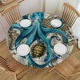 thumbnail image 1 of Orinice Octopus Sea Turtle Map Round Table Cover Stain Resistant Washable Indoor Outdoor Tablecloth Kitchen Dining Wedding Parties Full Width Single-Sided Printing 100% Polyester Fiber 46-50, 1 of 8
