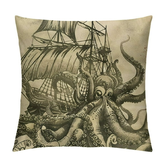 Orinice Octopus Tentacles Graphic Decorative Pillow Cover for Home Couch Living Room Bed Sofa 18x18in