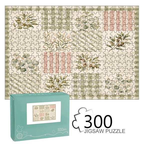 Orinice Olive Eucalyptus Patchwork Quilt Jigsaw Puzzle for Adults, Challenging Game with Reference Poster,Tight‑Fitting Smooth Puzzle Pieces for Family Game