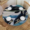 thumbnail image 1 of Orinice Orca Whales Round Table Cover Stain Resistant Washable Indoor Outdoor Tablecloth Kitchen Dining Wedding Parties Outdoor Fitted 100% Polyester Fiber 46-50, 1 of 8