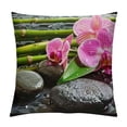 thumbnail image 1 of Orinice Orchid Bamboo Rocks Graphic Decorative Throw Pillow Cover Aesthetic Decorative Short Plush 1PC 12x12in, 1 of 5
