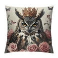 thumbnail image 1 of Orinice Owl Crown Roses Graphic Decorative Cushion Throw Pillow Cover Short Plush Zipper Closure for Home Living Room Sofa 1PC 12x12in, 1 of 5