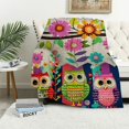 thumbnail image 1 of Orinice Owl Flowers Colorful Warm Lightweight Blanket Soft Fleece Blankets All Seasons - Multiple Sizes for Bed, Couch, Sofa, Office Decor - Super Soft Flannel Material 40x50in, 1 of 6