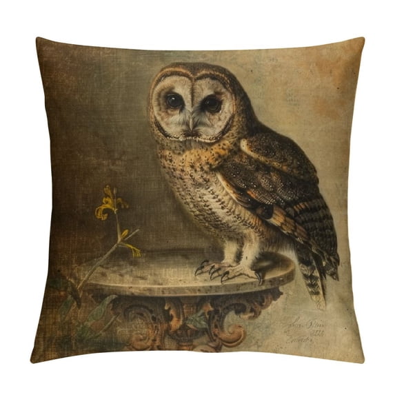 Orinice Owl Graphic Decorative Cushion Throw Pillow Cover for Home Living Room Sofa, Cotton Linen Pillowcase, Printed on Both Sides, 1PC 24x24in