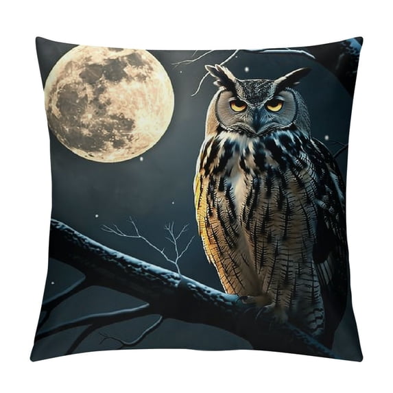 Orinice Owl Moon Branch Graphic Decorative Cotton Linen Throw Pillow Cover Square Pillow Case 1PC 20x20in
