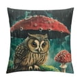 thumbnail image 1 of Orinice Owl Mushroom Rain Graphic Decorative Throw Pillow Cover for Home Couch Living Room Bed Sofa, Autumn Style, 1PC 22x22in, 1 of 5