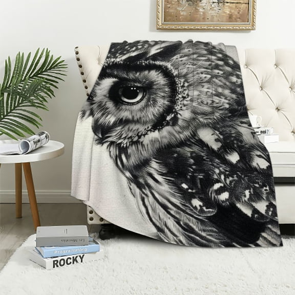 Orinice Owl Theme Warm Lightweight Blanket Soft Fleece Throw Blanket for All Seasons - Multiple Sizes Available 60x80in