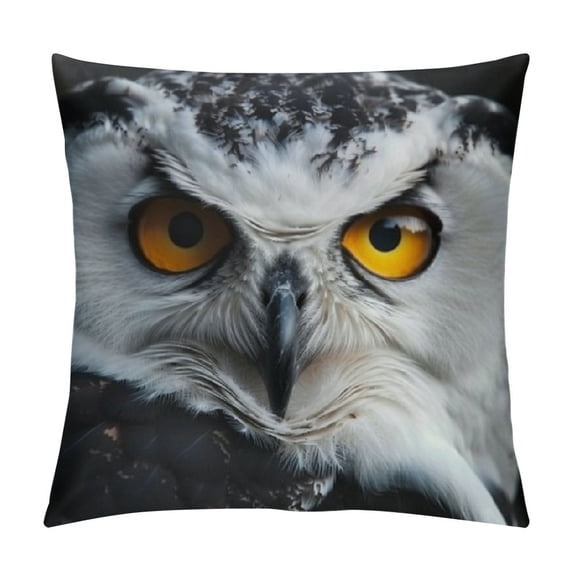Orinice Owl Yellow Eyes Symbolism Graphic Decorative Throw Pillow Cover Short Plush for Home Couch Living Room Bed Sofa, Multipurpose Use, 1PC 24x24in