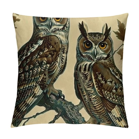 Orinice Owls Branch Graphic Decorative Cotton Linen Throw Pillow Cover for Home Couch Living Room Bed Sofa, Printed on Both Sides, All Seasons Pillow Covers 1PC 12x12in