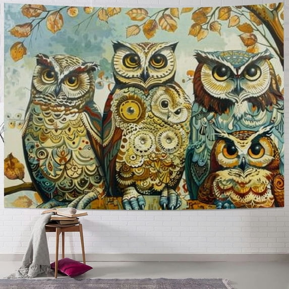 Orinice Owls Branch Sky Tapestry Wall Hanging Unique Style Graphic Tapestries Home Wall Decor Art for Living Room Bedroom Apartment Farmhouse Dorm 50x40inch