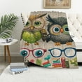 thumbnail image 1 of Orinice Owls Glasses Book Theme Warm Lightweight Blanket Soft Fleece Blankets All Seasons Decor Gift Blanket 40x50in, 1 of 6