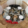 thumbnail image 1 of Orinice Owls Roses Message Round Table Cover Stain Resistant Washable Indoor Outdoor Tablecloth Kitchen Dining Wedding Parties 100% Polyester Fiber 42-46, 1 of 8