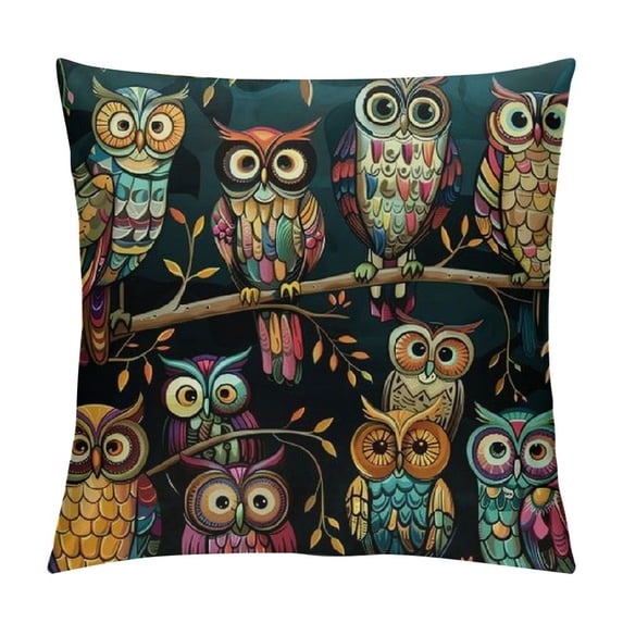 Orinice Owls Tree Branch Graphic Decorative Men Women Boy Girl Room Cushion Throw Pillow Cover for Home Couch Living Room Bed Sofa 1PC 18x18in