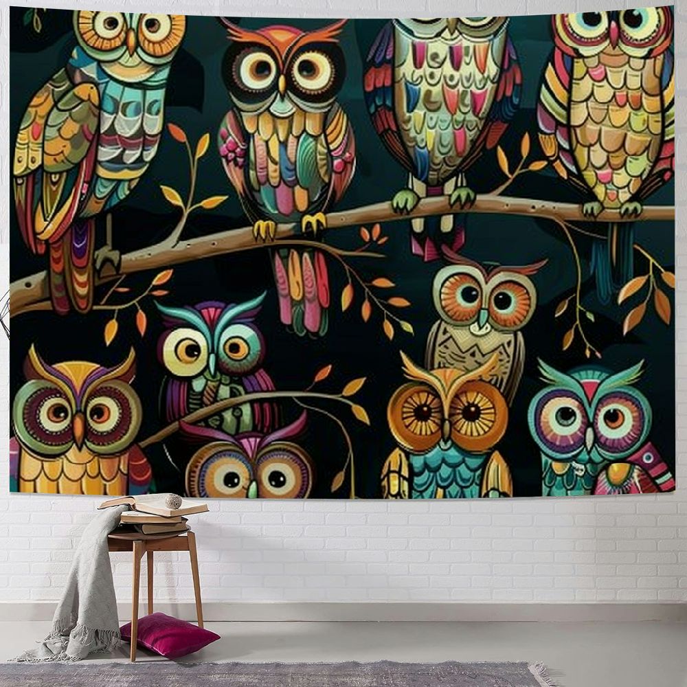 Orinice Owls Tree Branch Tapestry Wall Hanging Unique Style for Home ...