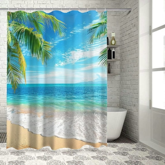 Orinice Palm Tree Bathroom Decor Set Colorful Luxurious Graphic Print Polyester Fabric Shower Curtain Set with Hooks Chic Modern Design 60x72