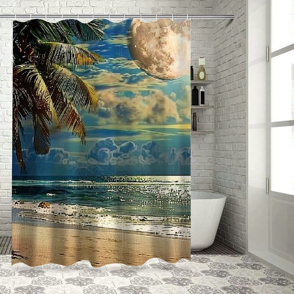 Orinice Palm Tree Bathroom Decor Set with Hooks, Colorful Premium Polyester Fabric Shower Curtain Set, Waterproof Shower Curtain for Bathroom Decor, 80% Blackout, 100% Privacy Protection 36x72