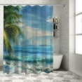 thumbnail image 1 of Orinice Palm Tree Beach Bathroom Decor Set Colorful Luxurious Graphic Print Polyester Fabric Shower Curtain with Hooks 36x72, 1 of 7