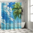 thumbnail image 1 of Orinice Palm Tree Clouds Blue Sky Bathroom Decor Set with Hooks | Multi-Size Colorful Luxurious Polyester Fabric Shower Curtain Set 69x72, 1 of 7