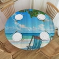 thumbnail image 1 of Orinice Palm Tree Round Table Cover Stain Resistant Washable Indoor Outdoor Tablecloth Kitchen Dining Wedding Parties Picnic Farmhouse 100% Polyester Fiber 42-46, 1 of 8