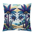 thumbnail image 1 of Orinice  Palm Tree Throw Pillow Cushion Cover, Colorful Cartoon Tropical Island Hawaiian Torch Seagulls Sunset Summer Theme, Decorative Square Accent Pillow Case,  White, 1 of 5
