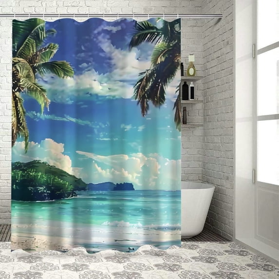 Orinice Palm Trees Bathroom Decor Set Colorful Luxurious Graphic Print Polyester Fabric Fashion Shower Curtain with Hooks 60x72