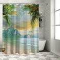 thumbnail image 1 of Orinice Palm Trees Boat Mountain Bathroom Decor Set - Colorful Luxurious Polyester Fabric Fashion Bathroom Decor Sets with Hooks, Waterproof Shower Curtain Set Washable with Hooks 60x72, 1 of 7