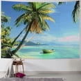 thumbnail image 1 of Orinice Palm Trees Boat Tropical Tapestry Wall Hanging Unique Style Graphic Tapestries Home Wall Decor Art for Living Room Bedroom Apartment Farmhouse Dorm Decorations 60x50inch, 1 of 6