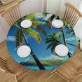 thumbnail image 1 of Orinice Palm Trees Round Table Cover Stain Resistant Washable Indoor Outdoor Tablecloth Kitchen Dining Wedding Parties 100% Polyester Fiber 31-35, 1 of 8
