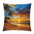 thumbnail image 1 of Orinice Palm Trees Sunset Graphic Decorative Cotton Linen Throw Pillow Cover for Home Couch Living Room Bedroom Sofa Car, 1PC 20x20in, 1 of 5