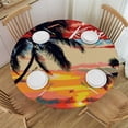thumbnail image 1 of Orinice Palm Trees Sunset Tropical Round Table Cover Stain Resistant Washable Indoor Outdoor Tablecloth Kitchen Dining Wedding Parties 100% Polyester Fiber 42-46, 1 of 8
