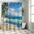 thumbnail image 1 of Orinice Palm Trees Wave Beach Bathroom Decor Set with Hooks - Chic Modern Polyester Fabric Fashion Shower Curtain 69x72, 1 of 7