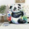 thumbnail image 1 of Orinice Panda Bamboo Playful Warm Lightweight Blanket Soft Fleece Blankets All Seasons Decor Gift Blanket 60x80in, 1 of 6