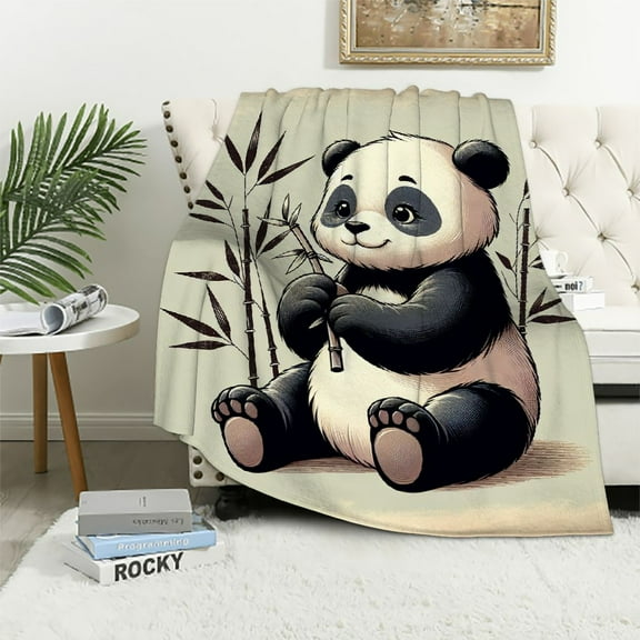 Orinice Panda Bear Bamboo Warm Lightweight Blanket Soft Fleece Blankets All Seasons Decor Gifts 50x60in
