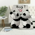 thumbnail image 1 of Orinice Panda Bears Hearts Cute Funny Warm Lightweight Blanket Soft Fleece Blankets All Seasons Decor Gifts 50x60in, 1 of 6