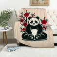 thumbnail image 1 of Orinice Panda Cherry Blossoms Warm Lightweight Blanket Soft Fleece Blankets Throw Blanket for Living Rooms Sofa Decor All Seasons Exquisite Gifts 50x60in, 1 of 6