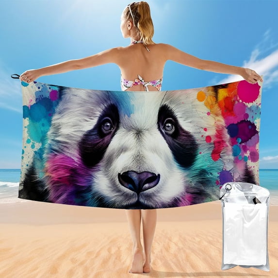 Orinice Panda Quick Dry Bath Towel 27.5x55in Ultra-Fine Fiber Towel for Shower Swim Travel 55x27.5in