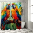thumbnail image 1 of Orinice Parrots Branch Leaves Bathroom Decor Set Colorful Luxurious Graphic Print Polyester Fabric Shower Curtain with Hooks 69x72, 1 of 7