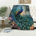 thumbnail image 1 of Orinice Peacock Blanket Fleece Warm Soft Cozy Blanket Throw Couch Bed Print Couch and House Decor Gift Idea Throws, for Sofa for Kids Teen Young Boys Girls 60x80in, 1 of 6