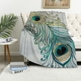 thumbnail image 1 of Orinice Peacock Feather Warm Lightweight Blanket Soft Fleece Blankets for All Seasons, Living Room Sofa Decor, Cow Gifts, Long-lasting Blanket 40x50in, 1 of 6