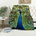 thumbnail image 1 of Orinice Peacock Feathers Warm Lightweight Blanket Soft Fleece Throw Blanket for Living Rooms Sofa Decor All Seasons - Multiple Sizes Available 50x60in, 1 of 6