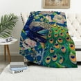 thumbnail image 1 of Orinice Peacock Flowers Warm Lightweight Blanket Soft Fleece Throw Blanket for Living Rooms Sofa Decor All Seasons Bedding Long-Lasting Blanket 50x60in, 1 of 6